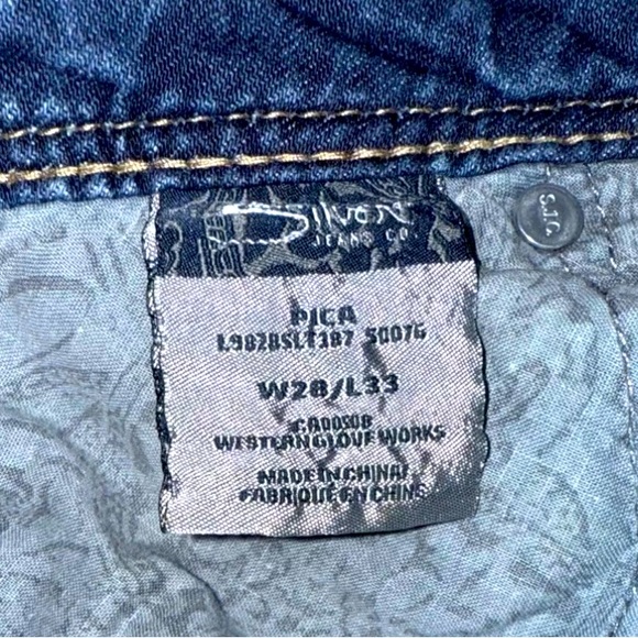 SILVER JEANS Women's Size 28x33 PICA Denim Straight Leg Medium Wash Blue Stretch - Picture 6 of 10